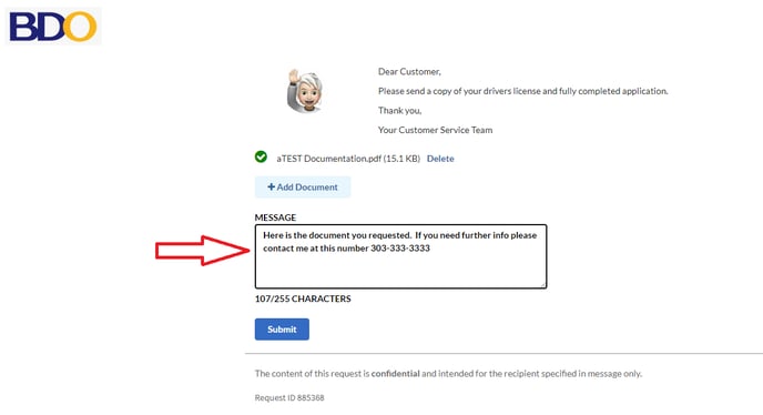 Can a recipient send a message through a request to me (1)
