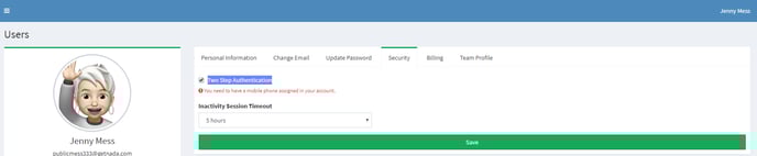 Enable - disable Two Step Auth. (1)