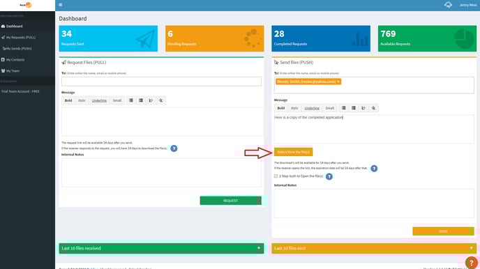 How to drag and drop files into a PUSH request