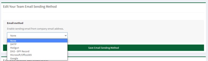 SMTP sending options NONE