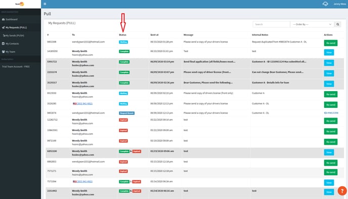 Request Resend Status (Pull)