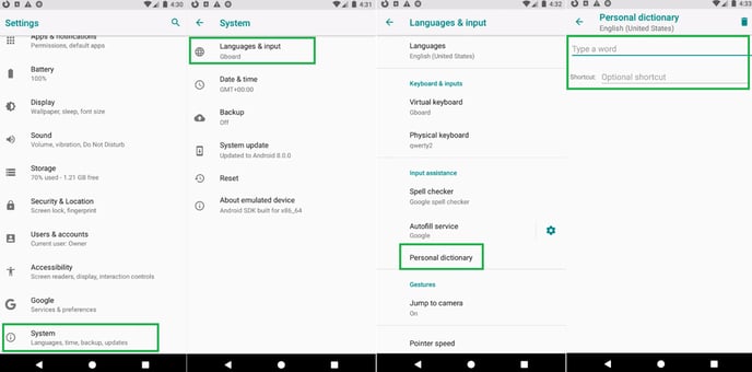 Setting Custom Text Shortcuts (3)